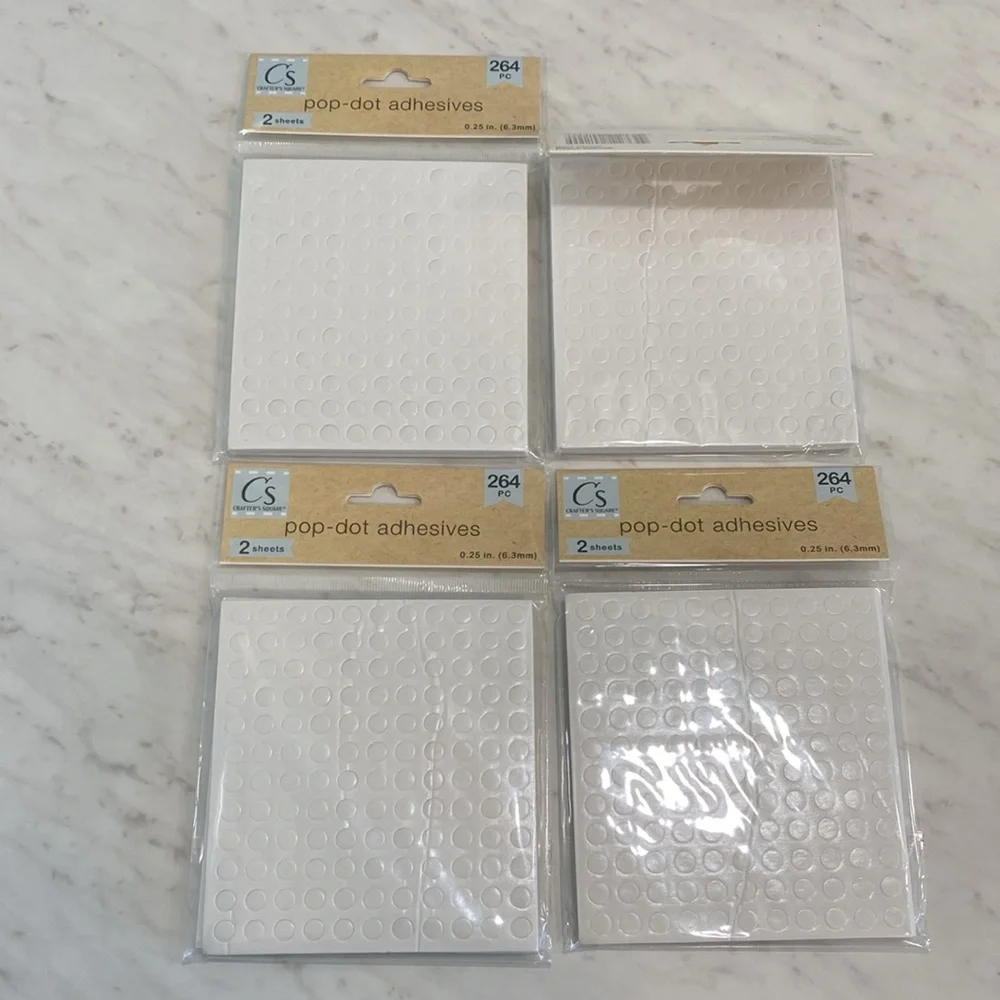 NEW Foam Pop Dot Adhesive White Circles and Squares 9 Packages